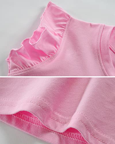 Easter Day for Toddler Girl Clothes Rabbit Ruffle Short Sleeve Tshirt Baby Kids Outfits Cotton Tee Tops Bunny Carrot Pink 2T