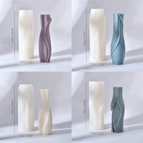 HOMYCOCO Pillar Candle Molds,4PCS Pillar Silicone Candle Molds for Candle Making,Pillar Resin Wax Soap Candle Silicone Molds