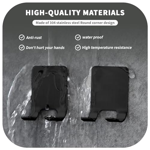 Razor Holder Shaver Hook Hanger Stand Self Adhesive Stainless Steel Utility Storage Hook Shower Hook For Razor Bathroom Kitchen Organizer For Plug Robe Towel Loofah Bathrobe Coat-4 Packs (Black)