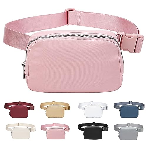 Szkiuqe Mini Fanny Pack Beige Crossbody Bags for Women and Men, Fashionable Waterproof Belt Bag with Adjustable Strap for Travel Running Cycling
