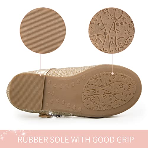 K KomForme Girl's Ballet Flats Non-Slip Soft Mary Jane Walking Party Dress Shoes for Toddler/Little Kid/Big Kid Black Glitter