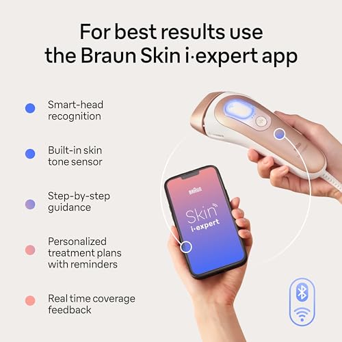 Braun SMART IPL Long-lasting Laser Hair Removal Device for Women & Men, Skin i·Expert, Home Hair Removal, Free App, Vanity Case, Venus Razor, 3 Smart Heads, Alternative for Laser Hair Removal, PL7243