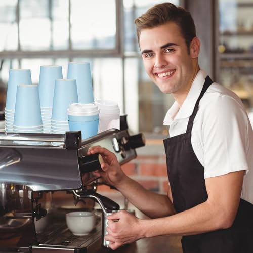 Patelai 48 Pcs 12 oz Disposable Coffee Cups with Lids and Sleeves Bulk, Insulated Hot Chocolate Paper Cup for Hot and Cold Beverage Water Juice Cocoa Tea Party Restaurants Travel Supplies (Blue)