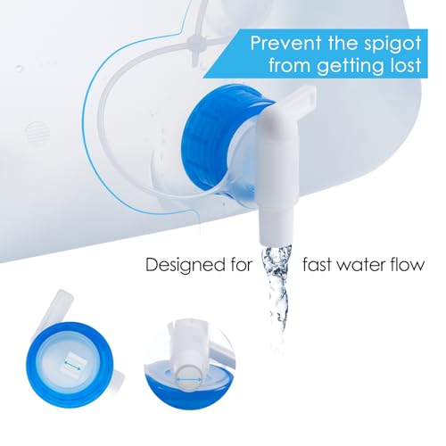 ITRAZ Collapsible Water Jug, 10 Packs 5.3 Gallon BPA Free Camping Water Container with Spigot, Portable Water Storage Carrier for Emergency Survival Hiking Backpacking Outdoors - Food Grade LDPE
