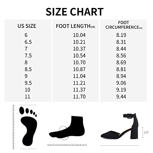 mysoft Women's Pointed Toe Low Chunky Heels Closed Toe Ankle Strap Dress Pump Shoes