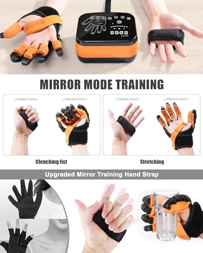 CANNABMALL Rehabilitation Robot Gloves,Hemiplegia Hand Stroke Recovery Equipment,Adjustable Strength,Rechargeable Finger Rehab Training Device for Hemiplegia Arthritis Dysfunction Recovery Left Hand-S