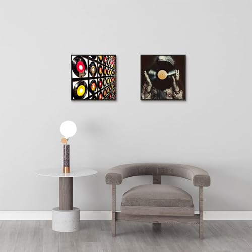 Golden State Art, Aluminum Album Frame Display 12.5x12.5 Vinyl Record, Brushed Metal Finish Records Frames, Acrylic Glass Front, for 12'' Album cover (1 Pack Black)