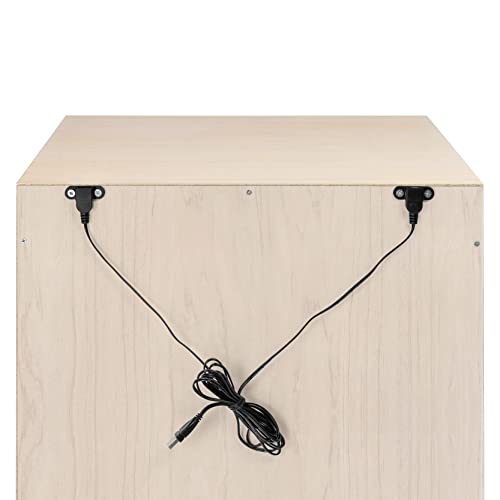 Babyletto Hudson Nightstand with USB Port in Washed Natural and White, 1 Drawer and Storage Cubby