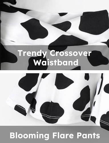 PATPAT Girls Clothes 2Pcs 3D Short Sleeve Crop Top Floral Girl Bell Bottom Summer Outfit Toddler to Big Kids Green 3-4 Years