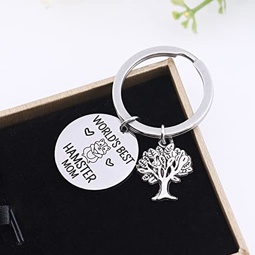 NOTHERS RSZOTW Hamster Lover Gift Hamster Mom Jewelry Animal Lover Jewelry Animal Gift World's Best Hamster Mom Keychain Pet Lover Gift Animal Keychain Hamster Charm Gift