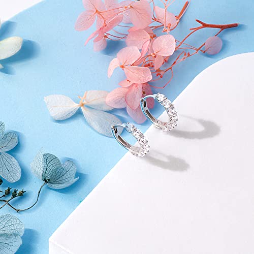 JSGEMSLEE Hypoallergenic Cubic Zirconia Huggie Hoop Earrings for Women 925 Sterling Silver Post Small Hoops Earrings Jewelry Gifts