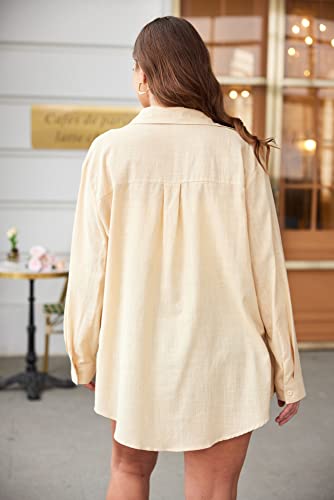 IN'VOLAND Plus Size Women's Casual Button Down Blouse Shirts Cuffed Sleeve Loose T-Shirt Tops Pink