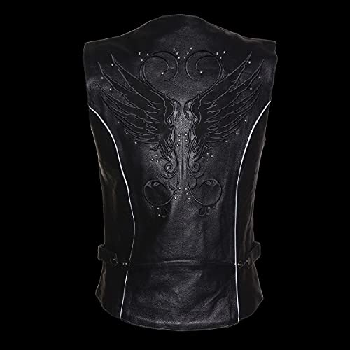 Milwaukee Leather Women's Leather Vest with Side Lace (Black, XX-Small)