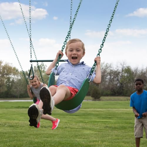 Backyard Discovery Big Brutus Galvanized Steel Swing Set Kit with Classic A-Frame, Two Belt Swings, One Trapeze Bar, Easy Assembly, Heavy-Duty Powder-Coated Steel, Weather-Resistant, Outdoor Playset