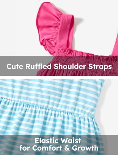 PATPAT 3 Pack Toddler Girls Clothes Ruffle Long Sleeve Casual Swing Princess Colorful Dress, White Yellow Butterfly, 9-10Years