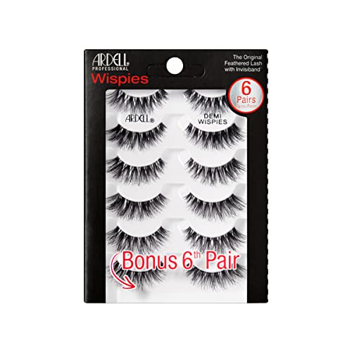 Ardell Demi Wispies False Eyelashes Black, Eye Make-Up Enhancement, Full Volume Strip Lashes - 4 pairs, 1 Pack