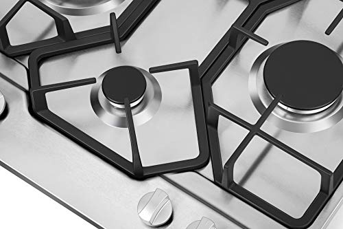 Empava EMPV-24GC4B67A 24" Gas Stove Cooktop 4 Italy Sabaf Sealed Burners NG/LPG Convertible Stainless Steel Cooker, 24 Inch