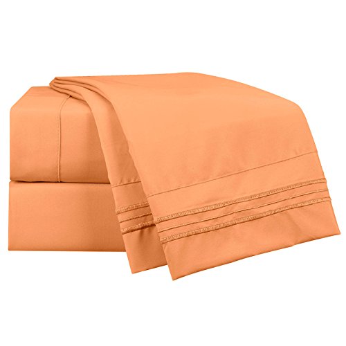 Clara Clark Bed Sheets, Premier 1800 Series 4 Piece Bed Sheet Set, Deep Pocket, Wrinkle, Fade, Stain Resistant, Luxury Soft Bedding Sheets & Pillowcases, Twin, Custard Mellow