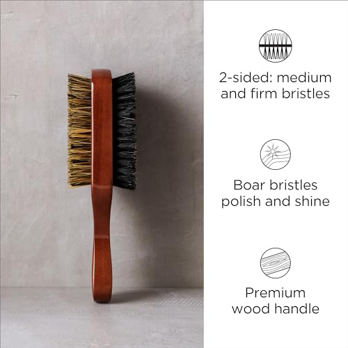 Diane Premium 100% Boar Bristle 2-Sided Club Brush for Men and Barbers – Medium and Firm Bristles for Thick Coarse Hair
