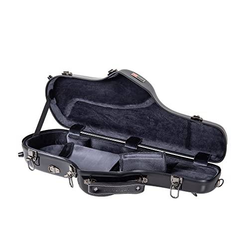 Crossrock Fiberglass Alto Saxophone Case - Includes Accessory Pocket, Removable Shoulder Straps, TSA Lock - Black (CRF1020ASBK)