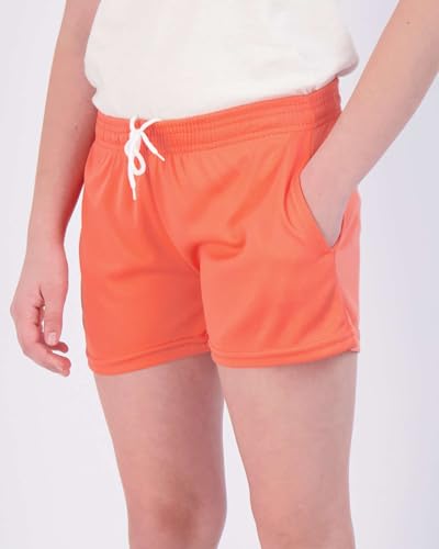 Real Essentials 4 Pack: Girl's Mesh Active Athletic Running Performance Sport Shorts for Girls with Pockets - Set 2, S (8)