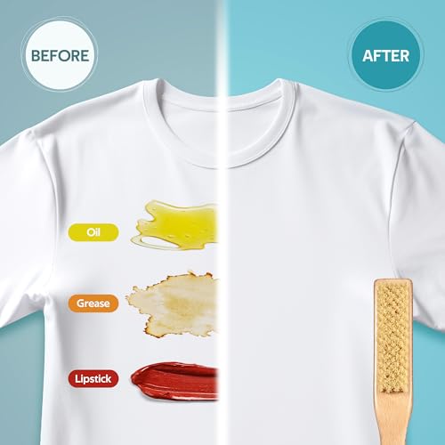 BFWood Laundry Stain Brush, Large Natural Soft Boar Bristle for Scrubbing Out Tough Stains on Delicate Fabrics, Knits, Cotton, Linens, No Damage