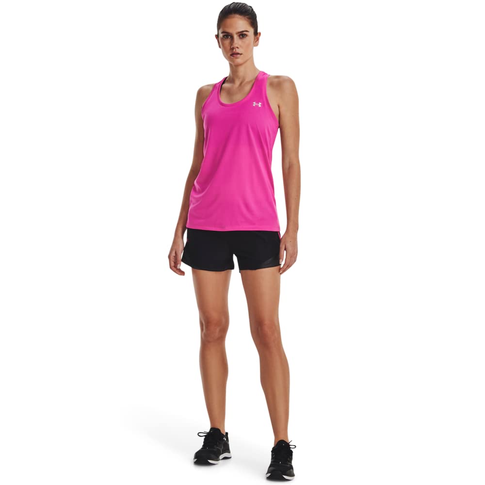 Under Armour Women's Tech Solid Tank Top, (652) Rebel Pink / / Metallic Silver, Small