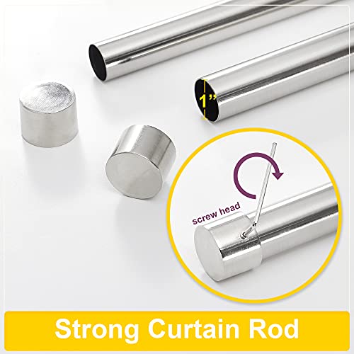 NICETOWN 1 inch Diameter Drapery Window Curtain Rod Set for Valances Tiers Short Curtains, End Cap/Cylinder Finials Style Window Curtain Rod, Adjustable Length from 28 to 48-Inch, Brushed Nickel