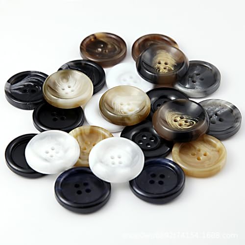 20/Set Resin Button Clothes Sewing Snaps Blazer Shirts 4 Holes Buttons (15mm, Black)