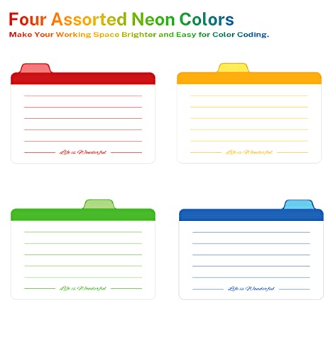 Neando Business Cards Dividers 2x3.5 inches, The Blank Name Cards Guide, 1/4 Cut Tabbed Note Cards, 400gsm Paper, Assorted Colors, 20 Counts