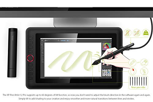 XPPen Artist12 Pro 11.6" Drawing Tablet with Screen Pen Display Full-Laminated Graphics Tablet with Tilt Function Battery-Free Stylus and 8 Shortcut Keys(8192 Levels Pen Pressure and 72% NTSC)