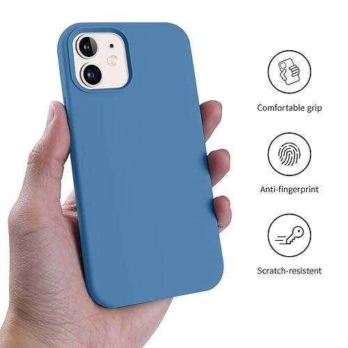 AOTESIER Compatible with iPhone 12 and iPhone 12 Pro Case 6.1 inch,Silky Touch Premium Soft Liquid Silicone Rubber Anti-Fingerprint Full-Body Protective Flexible Bumper Case (Navy Blue)