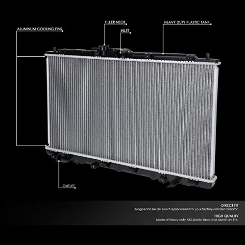 DNA Motoring OEM-RA-2412 1-Row Aluminum Core Radiator Compatible with 02-06 Acura RSX 2.0L AT, 27-3/16" W X 13-3/4" H X 5/8" D, 1-1/2" Inlet, 1-1/2" Outlet