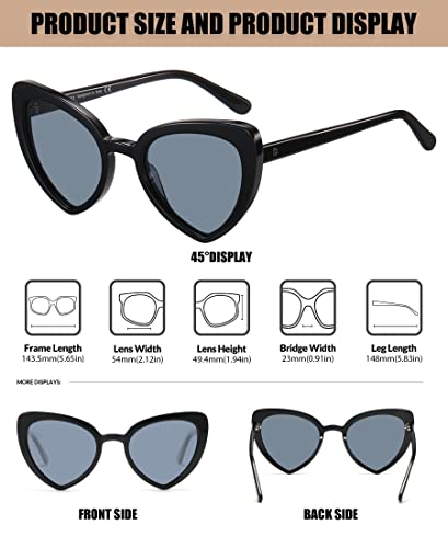 DUCO Trendy Heart Polarized Sunglasses for Women Narrow 1206