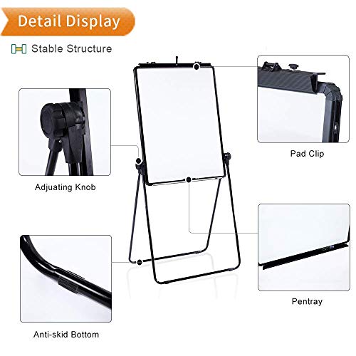VIZ-PRO Double-Sided U-Stand Whiteboard, Magnetic Portable Dry Erase Easel Board, 28 X 36 Inches