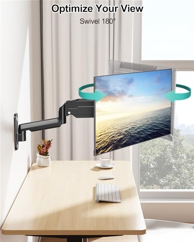 MOUNT PRO Single Monitor Wall Mount for 13 to 32 Inch Computer Screens, Gas Spring Arm Holds Up to 17.6lbs, Full Motion Adjustable,VESA Mount 75x75, 100x100,Black