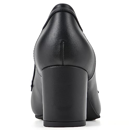 WHITE MOUNTAIN Women's Shoes Freehold Block Heel Loafer, Black/Smooth, 6 M