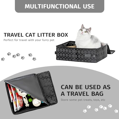 Petsfit Portable Cat Crate with Litter Box and Soft Cushion Cat, Collapsible Pop Up Cat Kennel with Carrying Bag for Travel