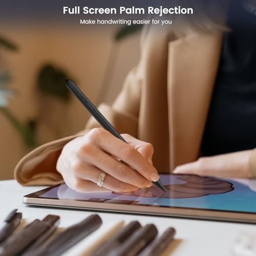 Stylus Pen for iPad, 13 mins Fast Charge Apple iPad Pencil, Dual-Tip Active Stylus, Palm Rejection, Tilt Sensitivity, Work w/iPad Pro 11/12.9in, iPad 6/7/8/9/10, iPad Air 3/4/5, iPad Mini 5/6 - Black