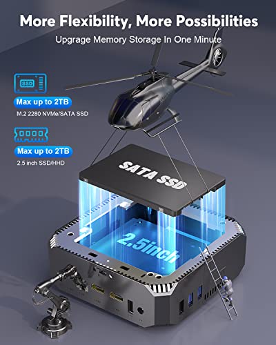 KAMRUI AK2 Plus Mini PC, 12th Gen N100 Processor (up to 3.4GHz) Mini Desktop Computers, 16GB DDR4 RAM 1TB M.2 NVME SSD Micro PC,Support Dual HDMI 4K UHD/WiFi5/BT4.2 for Home School Office.