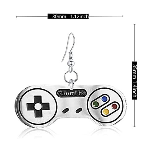 KVANU Unique 80s 90s Punk Stainless Steel Video Game Control Consoles Dangle Drop Earring for Women Men Her Game Enthusiast Game Lover Jewelry Gift (Style-2)