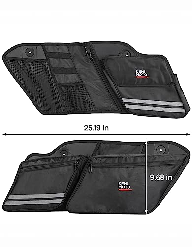 KEMIMOTO Motorcycle Saddlebag Organizers 2 Pack Compatible with Touring Models 2014-2024 Street Glide Road Glide Road King Electra Glide Black Saddle Bag Liners