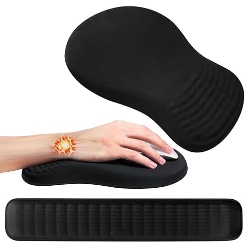 Mekass Ergonomic Mouse Pad and Keyboard Wrist Rest Set, Super Soft Memory Foam Desk Wrist Support Cute for Computer Keyboard, Non-Slip Arm Rests Cushion for Typing Gaming Office Laptop Mac (Purple)