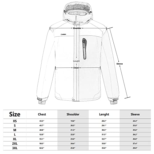 Kugnala Men's Winter Skiing Jacket Waterproof Warm Snow Fleece Lining Coat Mountain Windbreaker Hooded Windproof Rain Jacket Blue S