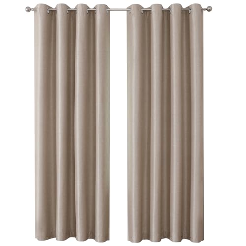 Airwill Blackout Curtains, Set of 2 Window Curtain Panels, Grommet Curtains for Living Room Bedroom Window - Thermal Insulated and Room Darkening (W52 x L45 Inch, 2 Panels, Camel)