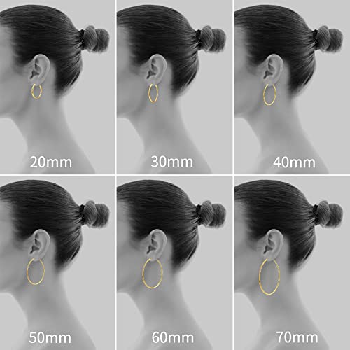 Gacimy Large 14K White Gold Plated with 925 Sterling Silver Post, 50mm White Gold Big Hoop Earrings for Women