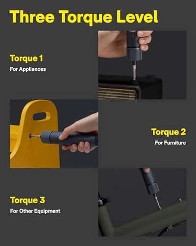 HOTO Electric Screwdriver Kit, 25-Piece Upgraded Bit Set, 3.6V Cordless Screwdriver Rechargeable, Magnetic Case Lid, 3 Torque Settings, 1500mAh Battery, LED Light for Furniture/Electrical Repairs