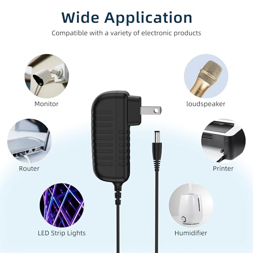DHJWKFEDH Wall AC Adapter Power Cord Compatible with RESTECK, Vellax, Medcursor, Mirakel, InvoSpa Shiatsu Back Shoulder and Neck Massager Charger Power Supply 12V Only Fit Compatible with 12V Massager