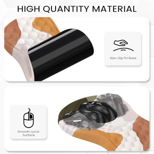 HAOCOO Ergonomic Mouse Pad with Wrist Rest, Carpal Tunnel Mouse Pad with Wrist Support, Wrist Rest for Keyboard and Mouse with Memory Foam, Computer Mouse Pads for Desk, Laptop, White Marble