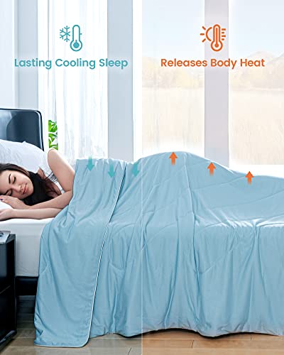 Topblan Cooling Comforter Queen Size, Lightweight Summer Blanket for Menopause Night Sweats, Breathable Soft Cooling Blanket for All Season Use, Machine Washable, 90"x90", Blue